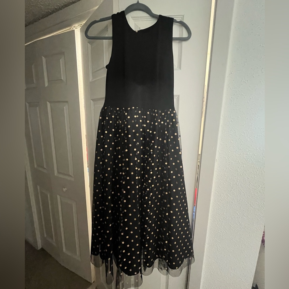 Beautiful tulle black sparkly dress with exposed zipper